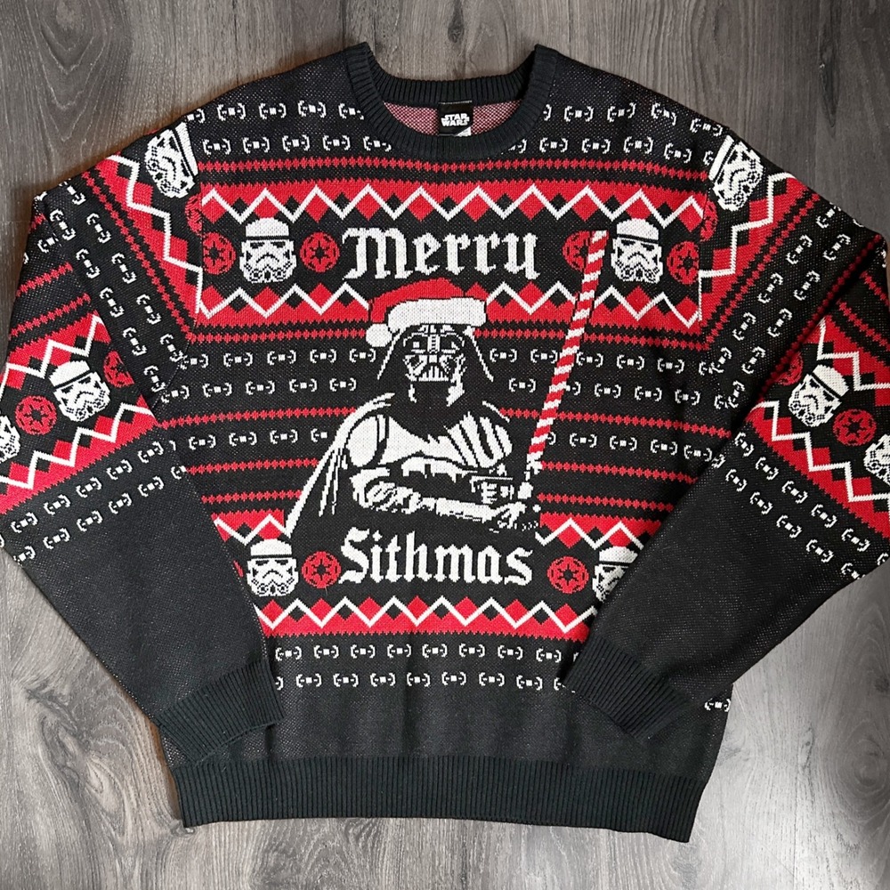 Star Wars Merry Sithmas Darth Vader Red Black Holiday Sweater Mens Size 2XL